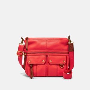 FOSSIL Orange Morgan Traveler Large Crossbody